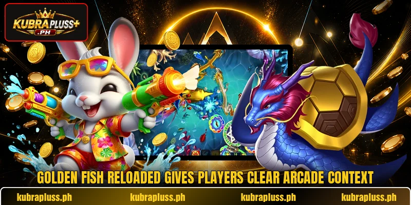 Golden Fish Reloaded gives players clear arcade context Golden Fish Reloaded gives players clear arcade context