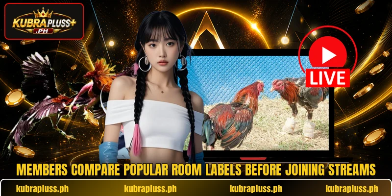 Members compare popular room labels before joining streams Members compare popular room labels before joining streams