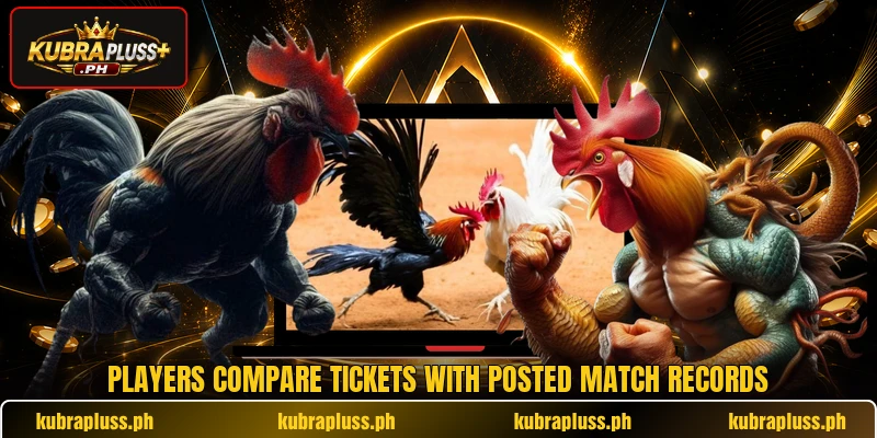 Players compare tickets with posted match records Players compare tickets with posted match records